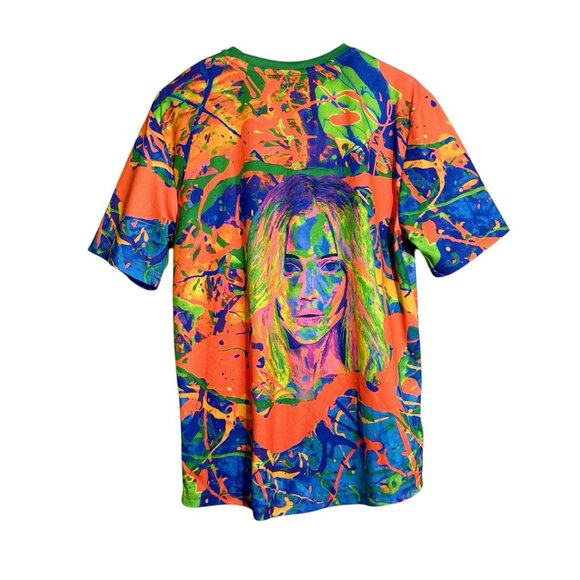 Aofmoka Blacklight Fluorescent UV Tshirt Men Size S Women Faces Neon Club Party - Picture 2 of 11